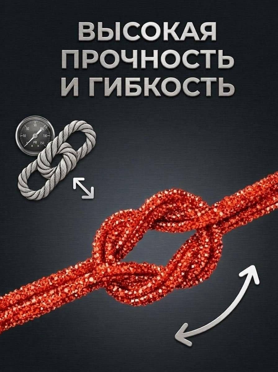 Стразовый шнур огненно-красный 008 — прочность и гибкость