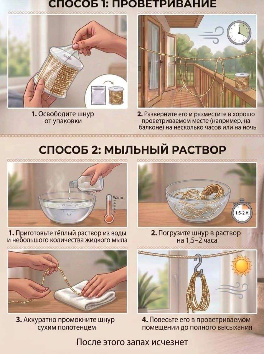 Стразовый шнур «Шампань», 50 м